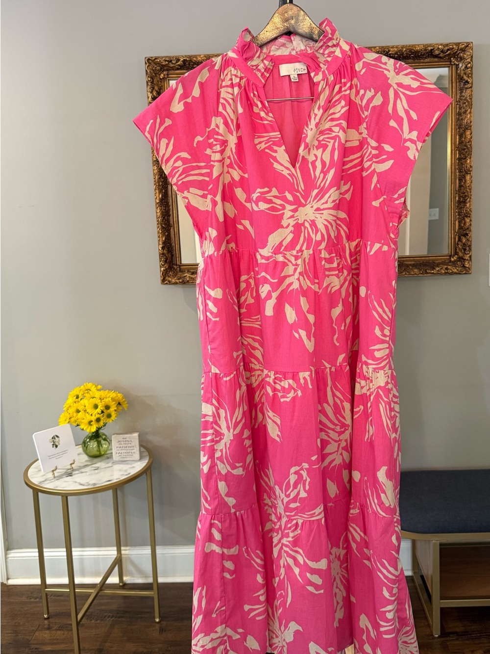 Pinch Pink and Cream Floral Maxi Dress
